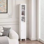 66.92 Tall Bathroom Storage Cabinet with Adjustable Shelves,Slim 1 Doors Freestanding Cabinet with Anti-Tip, Open compartments, for Home Small Spaces