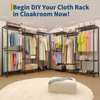 Heavy Duty Clothes Rack, 4 Hanging Rods, 1631 lbs Capacity, Freestanding Portable Closet Organizer, Black