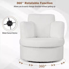 360 Swivel Accent Chair with Half Moon Storage Ottoman 3 Removable Pillows, Office White/Terracotta