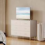 Modern 6-Drawer Dresser with Gold Metal Legs | Large Wooden Storage Chest for Bedroom, Living Room & Entryway,White