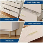 Modern 6-Drawer Dresser with Gold Metal Legs | Large Wooden Storage Chest for Bedroom, Living Room & Entryway,White