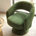 Swivel Barrel Accent Chair, Modern Upholstered Living Room Chair with Thick Padding for Reading, Green