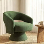 Swivel Barrel Accent Chair, Modern Upholstered Living Room Chair with Thick Padding for Reading, Green