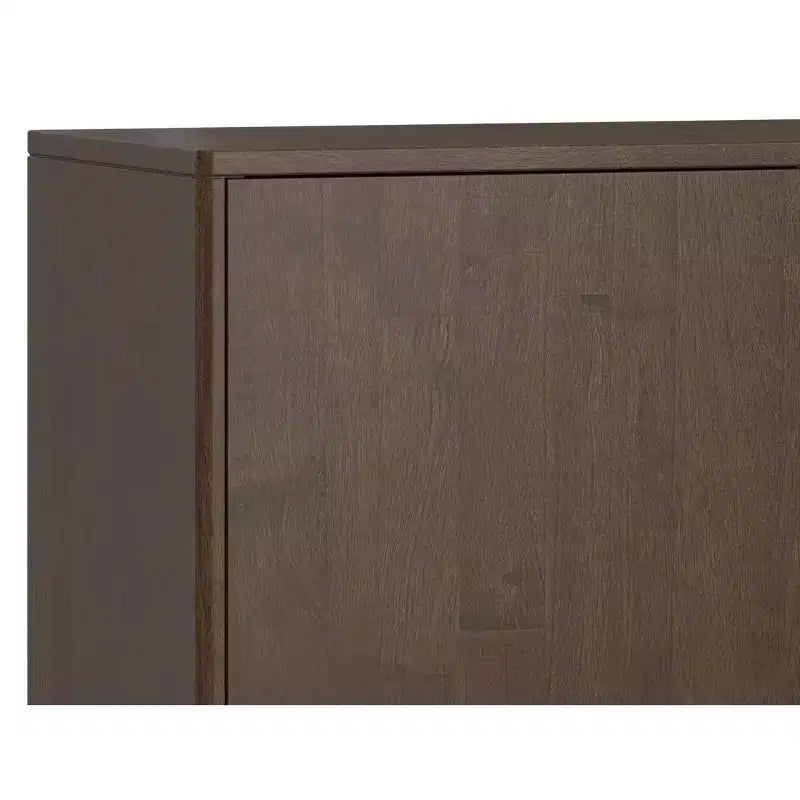 Solid Wood 42 inch Wide Mid Century Modern 3 Drawer Sideboard in Walnut Brown