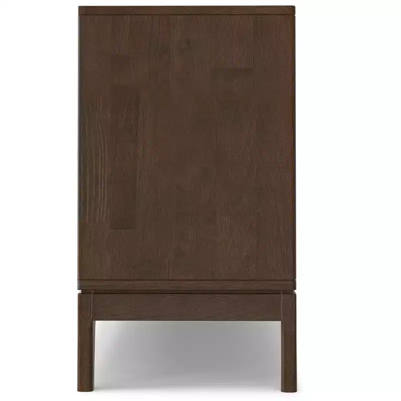 Solid Wood 42 inch Wide Mid Century Modern 3 Drawer Sideboard in Walnut Brown