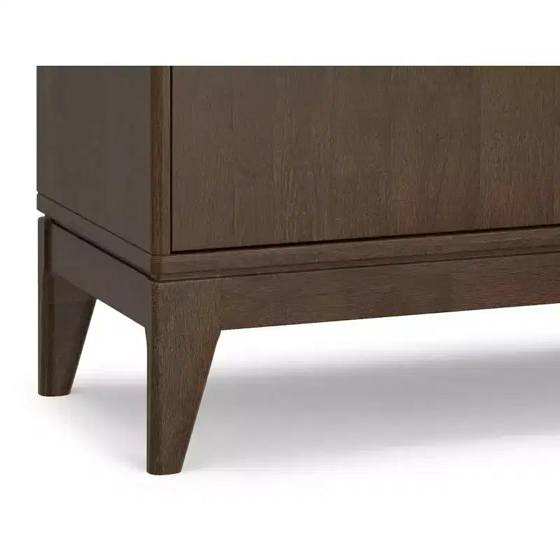 Solid Wood 42 inch Wide Mid Century Modern 3 Drawer Sideboard in Walnut Brown