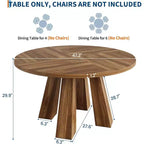 Round Dining Table for 4, Farmhouse Kitchen Table with Sturdy Base for Dining Room or Kitchen (Table Only)