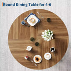 Round Dining Table for 4, Farmhouse Kitchen Table with Sturdy Base for Dining Room or Kitchen (Table Only)