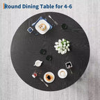 Round Dining Table for 4, Farmhouse Kitchen Table with Sturdy Base for Dining Room or Kitchen (Table Only)