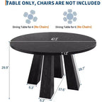 Round Dining Table for 4, Farmhouse Kitchen Table with Sturdy Base for Dining Room or Kitchen (Table Only)