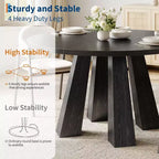 Round Dining Table for 4, Farmhouse Kitchen Table with Sturdy Base for Dining Room or Kitchen (Table Only)