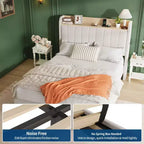 Bed Frame with Storage Headboard, Wooden Full Bed Frame with Charging Station, Metal Platform Bed Frame with Large Drawers, No Box Spring Needed