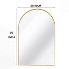 20 X 30 Arched Decorative Wall Mirror, Modern Metal Framed Vanity Mirror for Entryway, Living Room, Bedroom