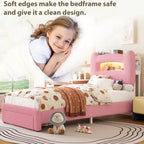 LED Full Bed Frame with 2-Tier Storage Headboard, Upholstered Platform Bed with Charging Station and Drawer, Metal Support, No Box Spring Needed