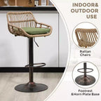 25-33H Swivel Bar Stools with Adjustable Height,Woven Counter Height Bar Stools with Cushion for Kitchen & Home Bar,250lbs Capacity
