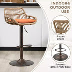 25-33H Swivel Bar Stools with Adjustable Height,Woven Counter Height Bar Stools with Cushion for Kitchen & Home Bar,250lbs Capacity