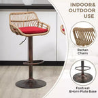 25-33H Swivel Bar Stools with Adjustable Height,Woven Counter Height Bar Stools with Cushion for Kitchen & Home Bar,250lbs Capacity
