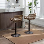 25-33H Swivel Bar Stools with Adjustable Height,Woven Counter Height Bar Stools with Cushion for Kitchen & Home Bar,250lbs Capacity