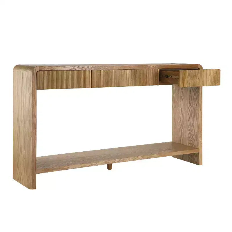 3-Drawer Farmhouse Console Table with Vertical Slats, Entryway Table Couch Table Sofa Table for Living Room, Hallway or Behind Sofa
