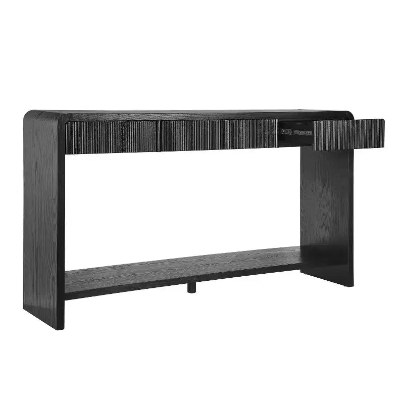 3-Drawer Farmhouse Console Table with Vertical Slats, Entryway Table Couch Table Sofa Table for Living Room, Hallway or Behind Sofa