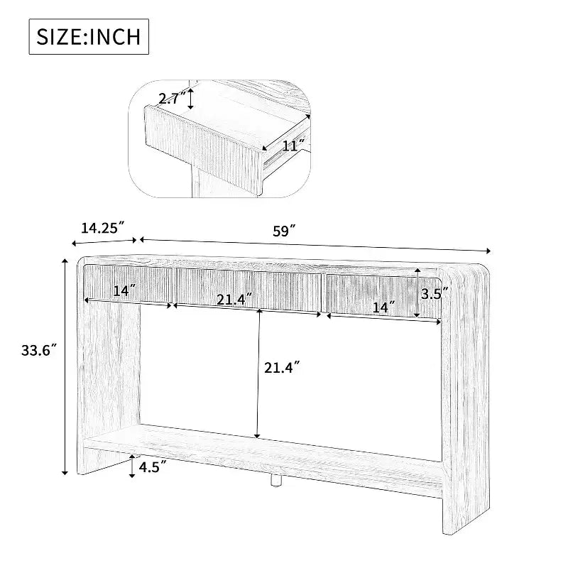 3-Drawer Farmhouse Console Table with Vertical Slats, Entryway Table Couch Table Sofa Table for Living Room, Hallway or Behind Sofa