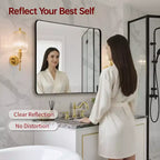 Square Bathroom Mirror with Tempered Glass, 36x36 Vanity Mirror, Anti-Rust Aluminum Framed