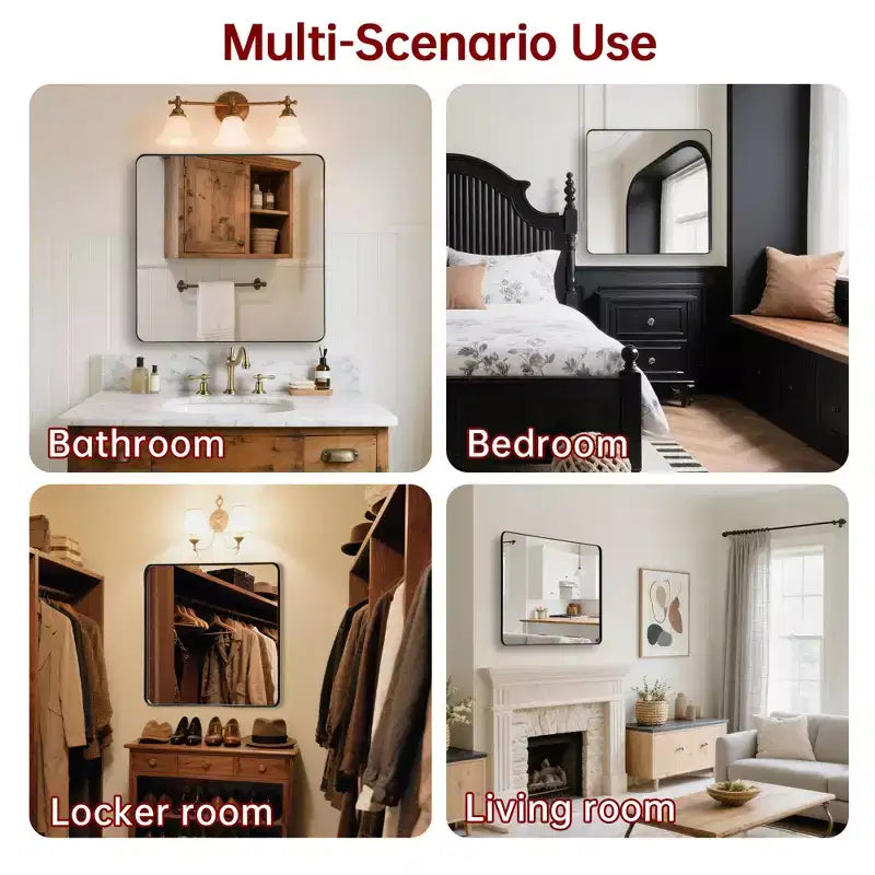 Square Bathroom Mirror with Tempered Glass, 36x36 Vanity Mirror, Anti-Rust Aluminum Framed