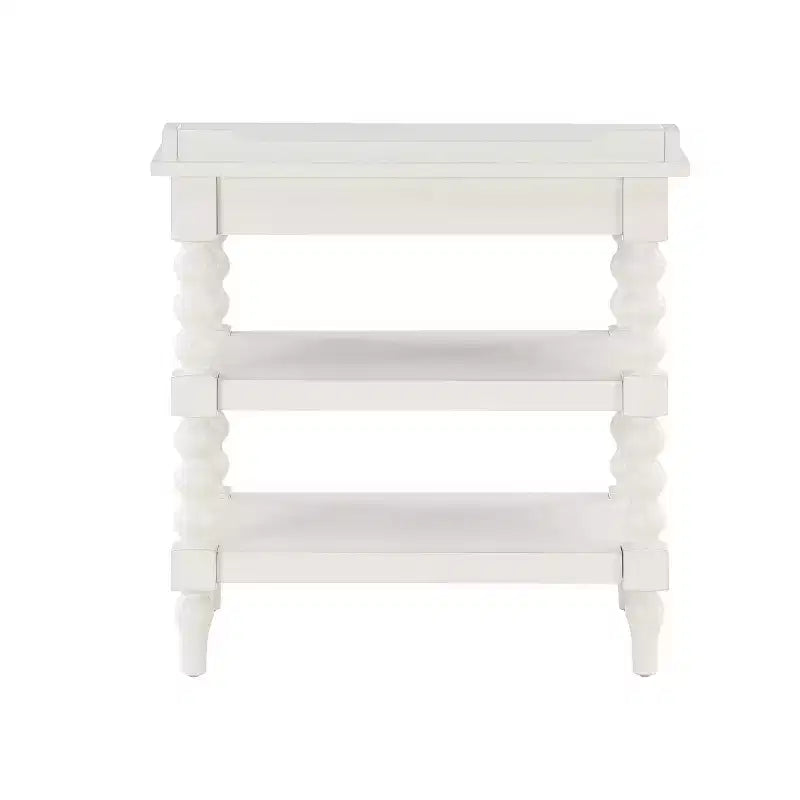 Nightstand Antique White: Mid-Century Modern Farmhouse Style with Open Shelf