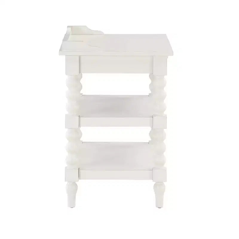 Nightstand Antique White: Mid-Century Modern Farmhouse Style with Open Shelf