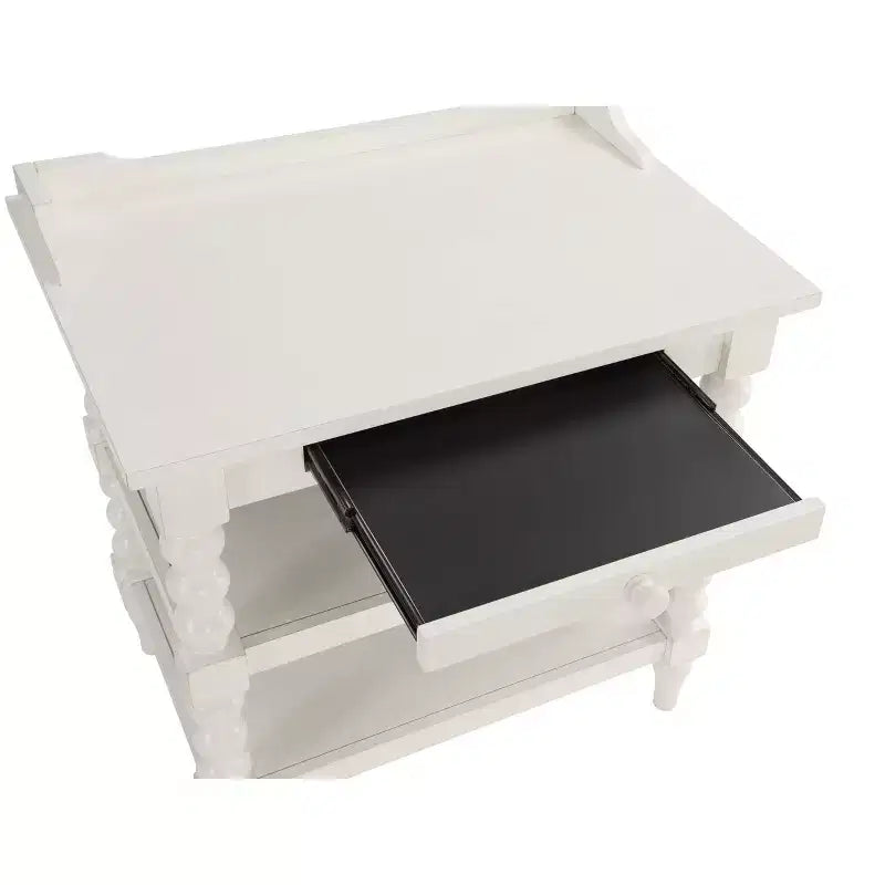 Nightstand Antique White: Mid-Century Modern Farmhouse Style with Open Shelf