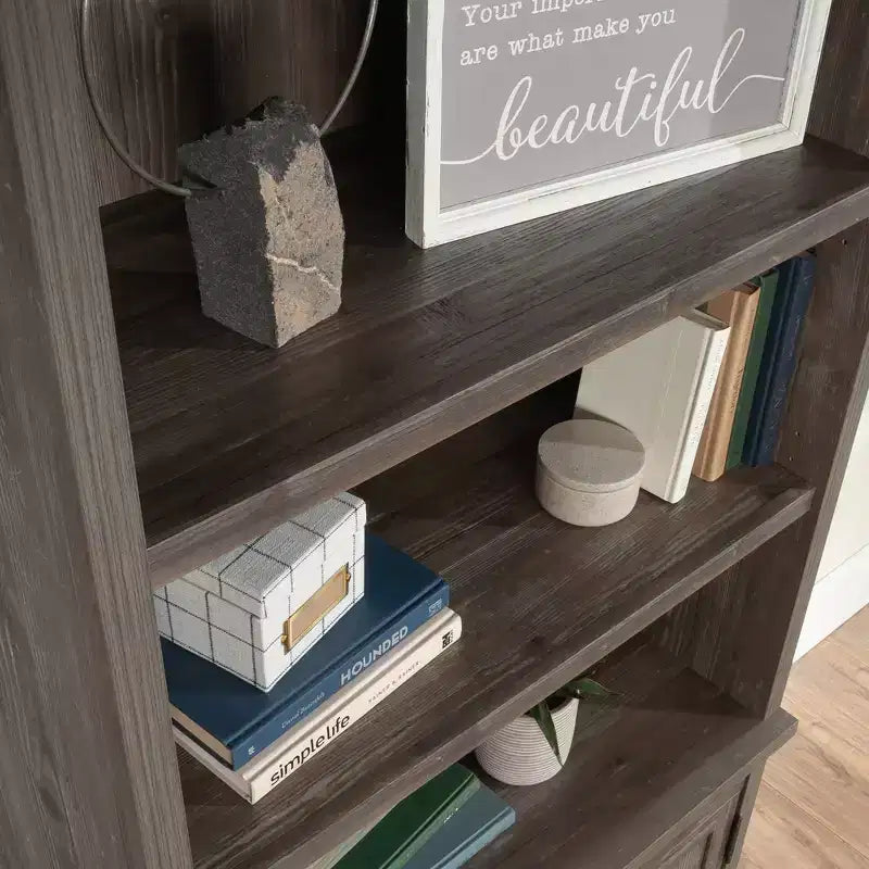 Aspen Post Hutch Top Pebble Pine: Modern Farmhouse Office Cabinet, MDF Frame, 2 Fixed Shelves, 25 lb Capacity