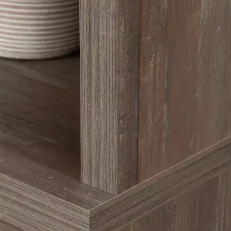 Aspen Post Hutch Top Pebble Pine: Modern Farmhouse Office Cabinet, MDF Frame, 2 Fixed Shelves, 25 lb Capacity