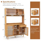 Bamboo Buffet Cabinet Wine Bar Pantry Cupboard Sideboard with Rattan Sliding Door