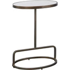 Uttermost Glam Luxury Iron Oval Accent Table 18 x 12 Antique Gold Honed White Marble Tabletop for Living Room Bedroom Entryway